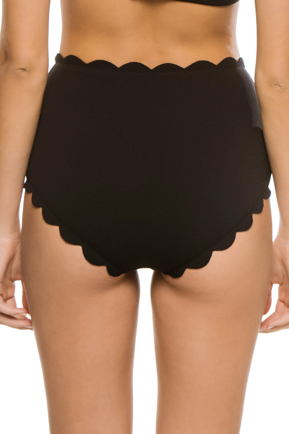 BLACK/INDIGO Santa Monica Scallop High Waist Bikini Bottom image number 3