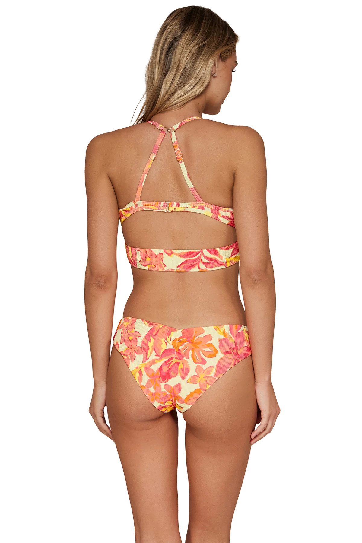 ISLAND CORAL CRINKLE RIB Kaia Sporty Bralette Bikini Top image number 2
