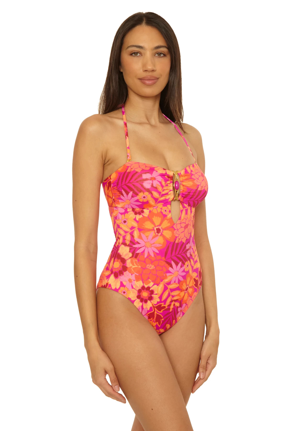 MULTI Brinley Bandeau One Piece Swimsuit image number 3