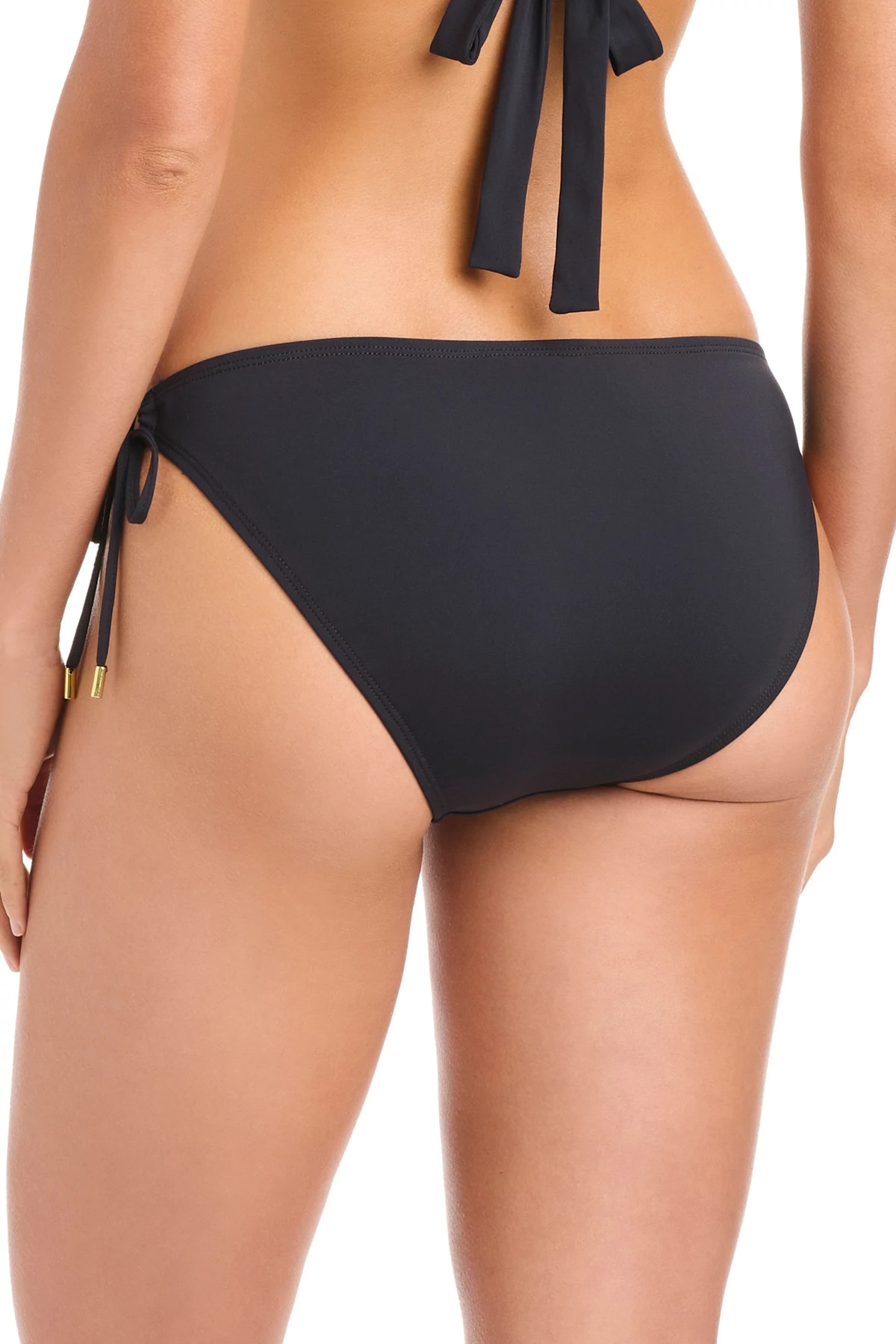 BLACK Grommet Stud Tie Side Hipster Bikini Bottom image number 2