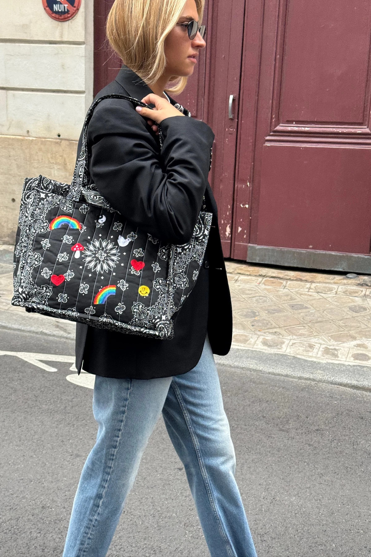 ALL BLACK Moyen Cabas Quilted Tote image number 2