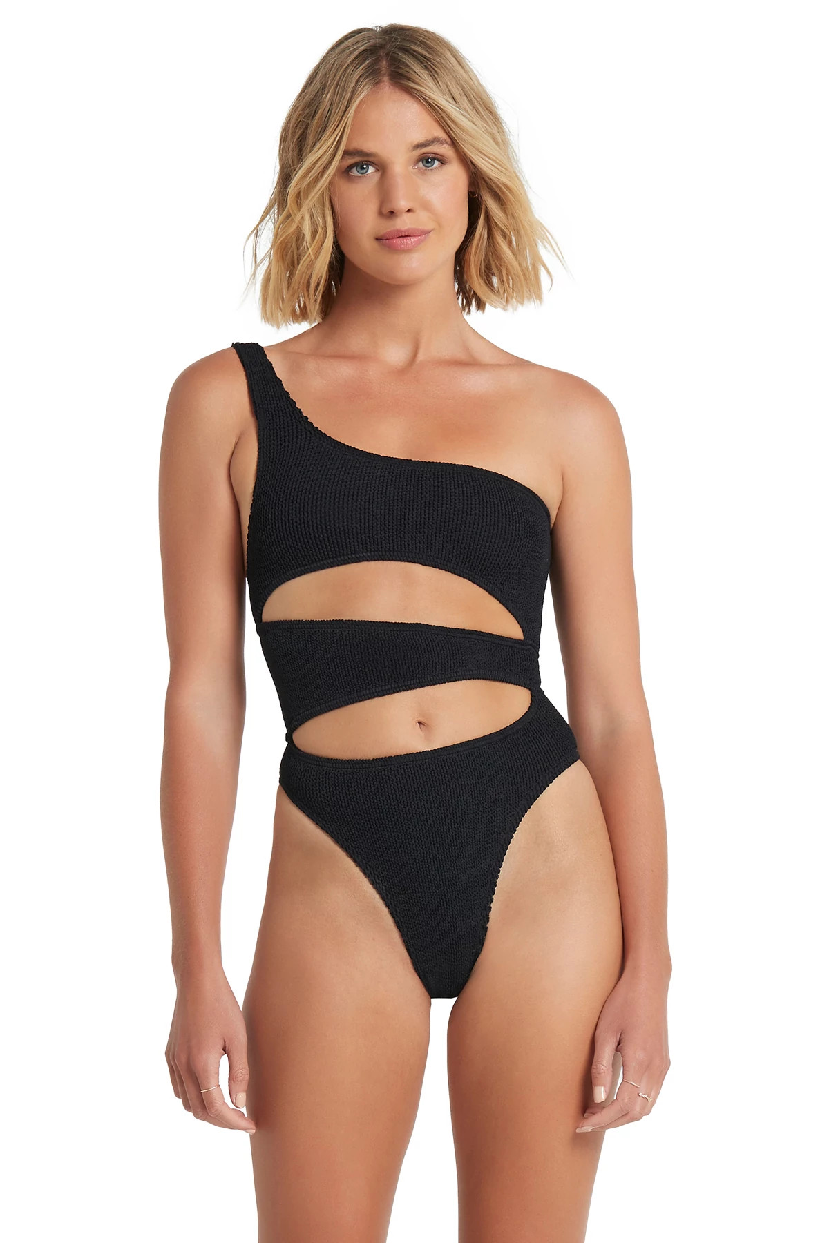 BLACK ECO Rico Asymmetrical One Piece Swimsuit image number 1