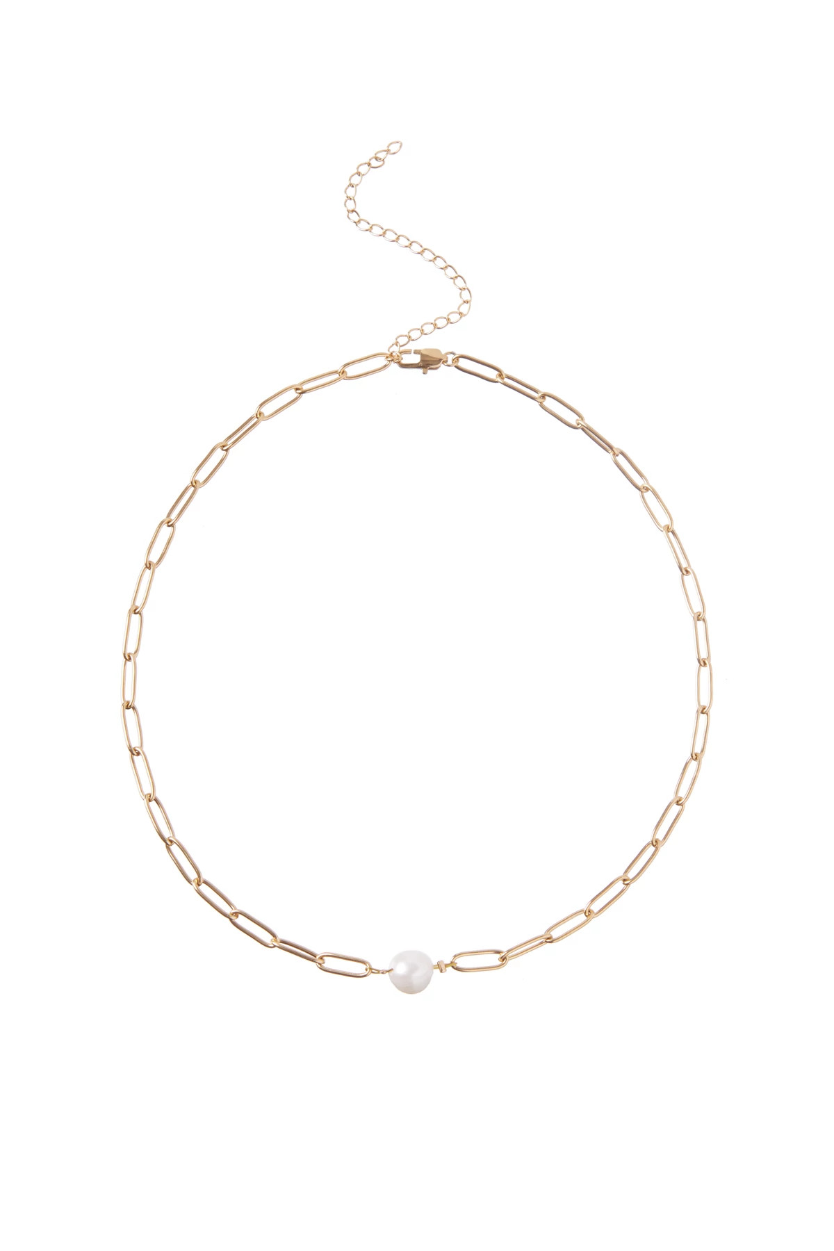 GOLD Chain Pearl Necklace image number 1