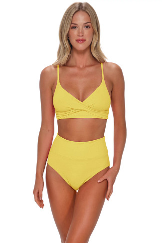 PINEAPPLE CREPE Lyla Lace-Up Bralette Bikini Top