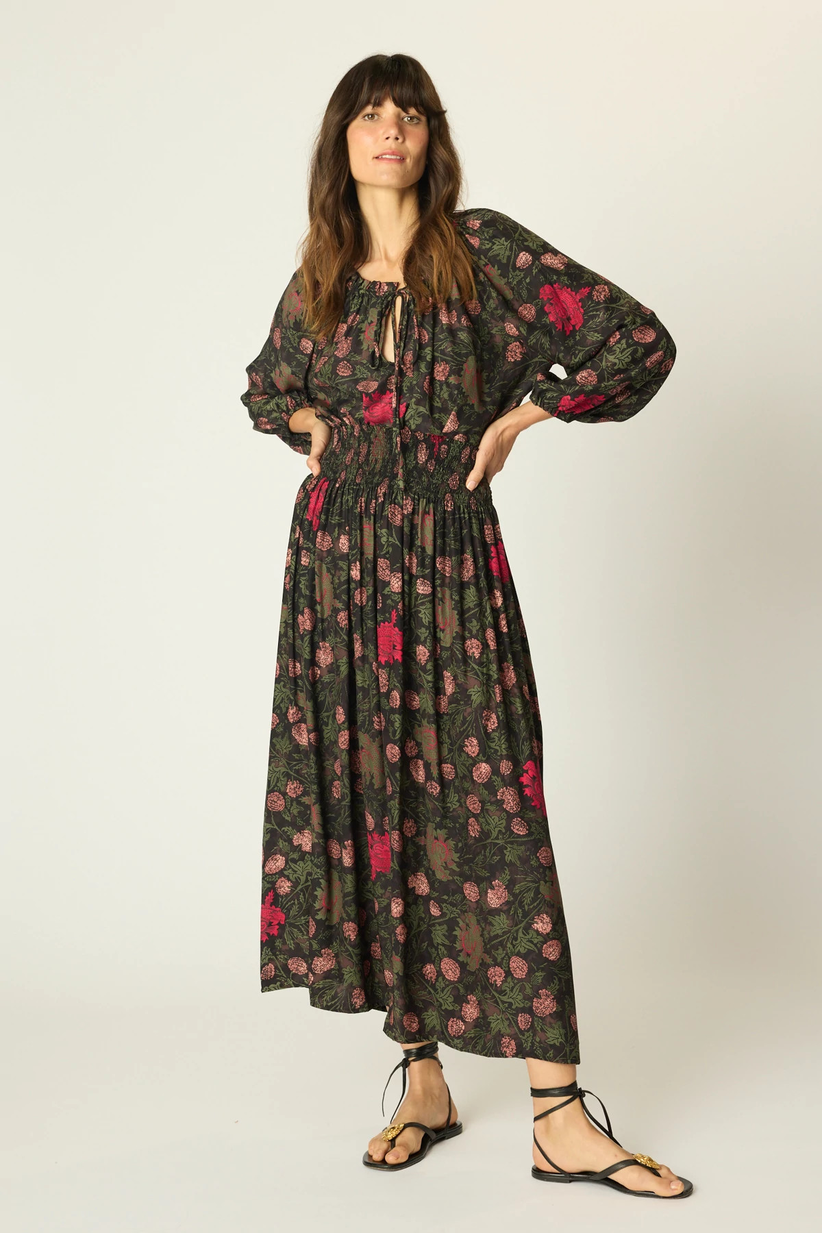 LEHUA PRINT BLACK Ashley Silk Blouse image number 4