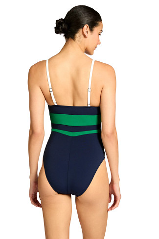 NAVY/GRASS/CREAM Jacqui Colorblock One Piece Swimsuit