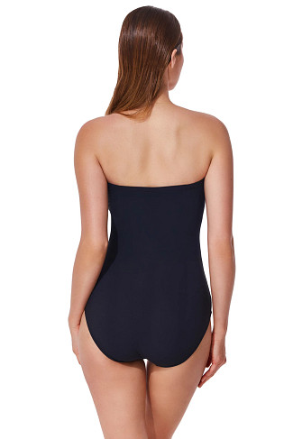 BLACK/CREAM Yuri Floral Bandeau One Piece Swimsuit