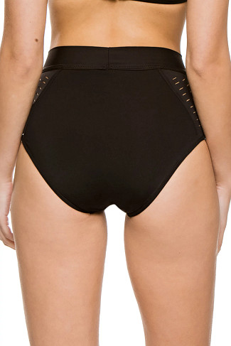 BLACK Cutout Banded High Waist Bikini Bottom