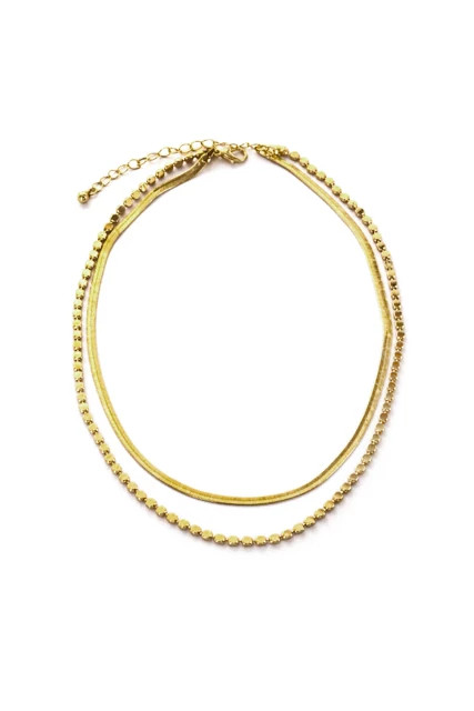 GOLD Two Layer Dot Necklace image number 1