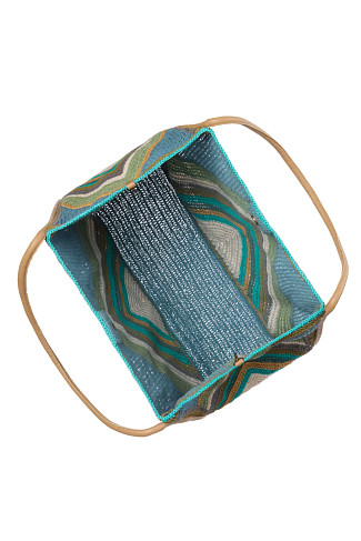 BLUE MULTI Cherry Blue Oversized Woven Tote
