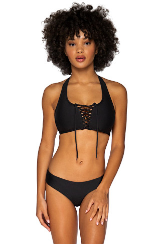 BLACK Ahoy Lace-Up Halter Bikini Top