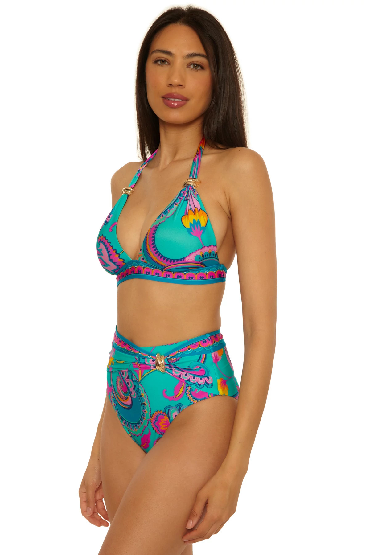 MULTI Banded Halter Bikini Top image number 3