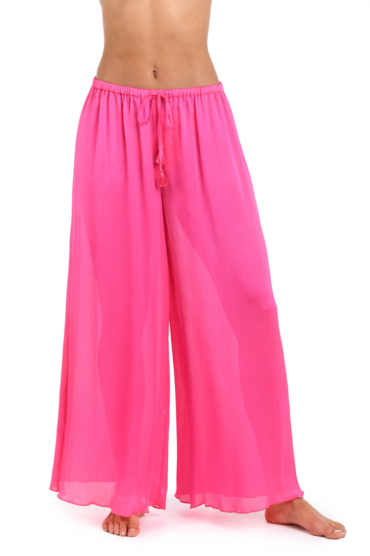 BRIGHT PINK Crinkle Beach Pants image number 1