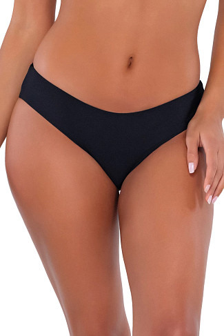 BLACK Hazel Reversible Cinched Hipster Bikini Bottom
