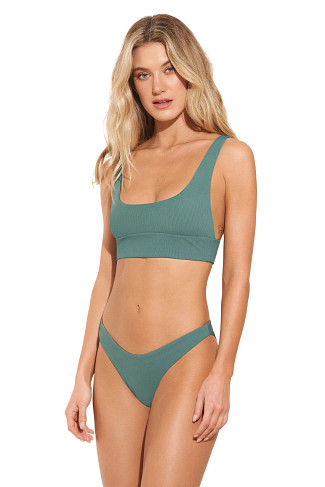 GREEN Donna Reversible Banded Bralette Bikini Top