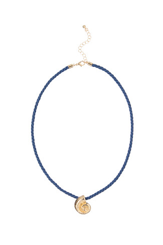 NAVY Shell Charm Cord Necklace