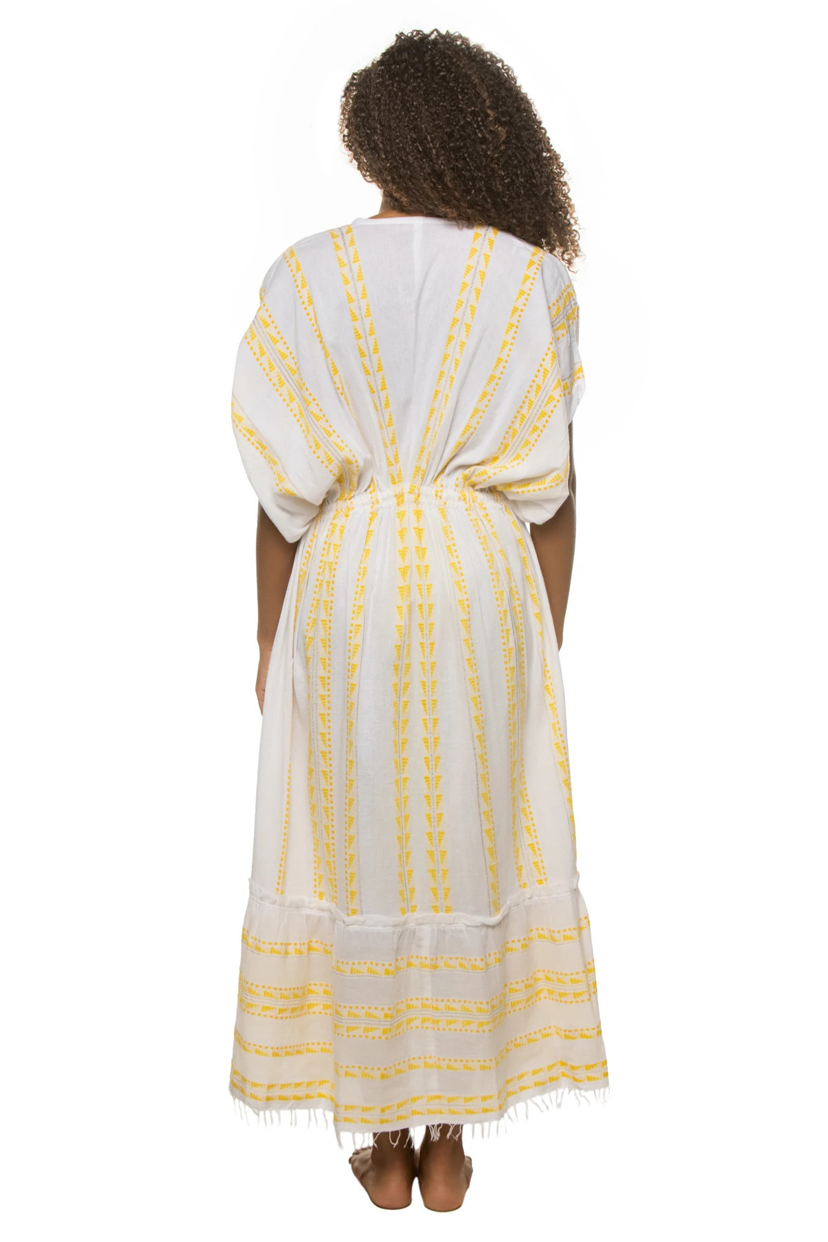 SUNSHINE YELLOW Abeba Plunge Midi Dress image number 2