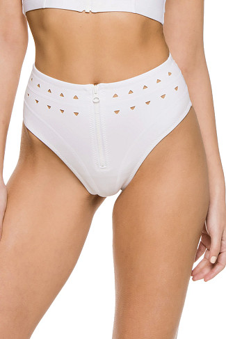 WHITE McKenzie Laser Cut Out High Waist Bikini Bottom