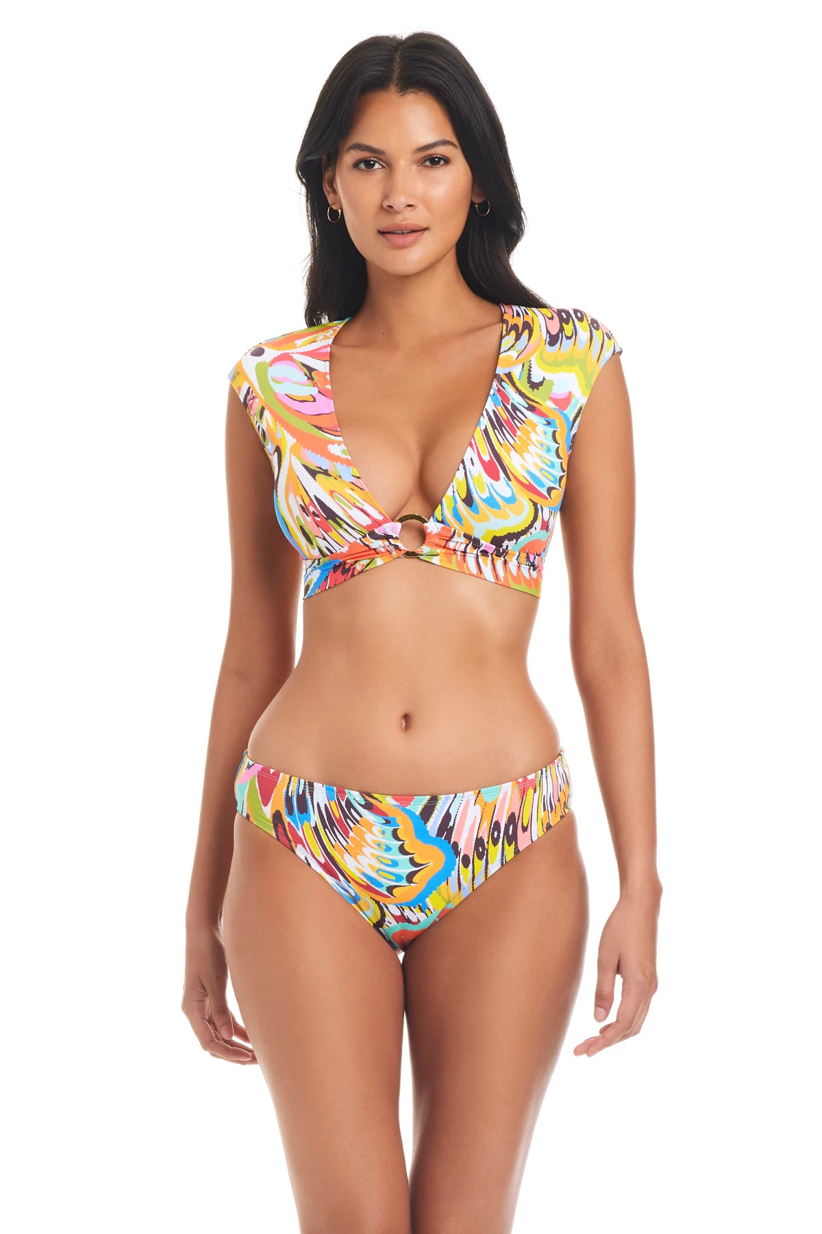 MULTI Cap Sleeve Crop Bikini Top image number 1