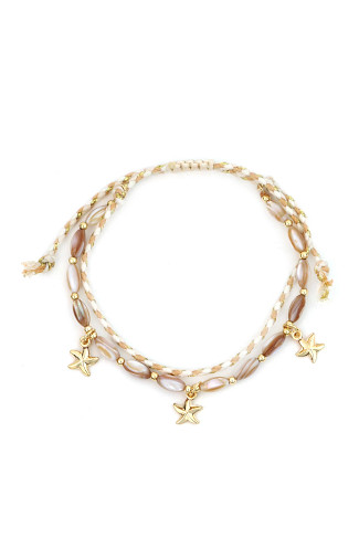 NEUTRAL Braided Shell Starfish Charm Bracelet