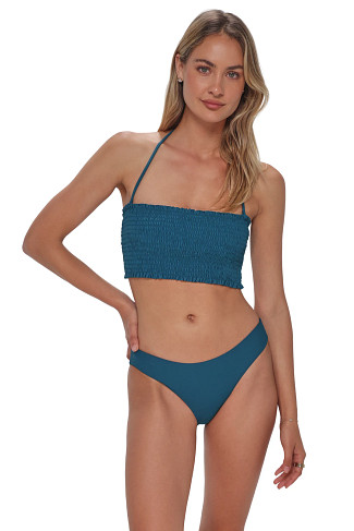 SEA SIREN Kali Smocked Bandeau Bikini Top