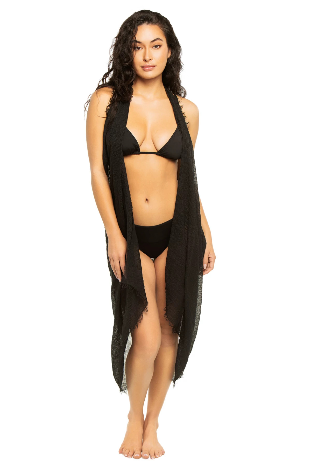 BLACK Rope Vest Kimono image number 1