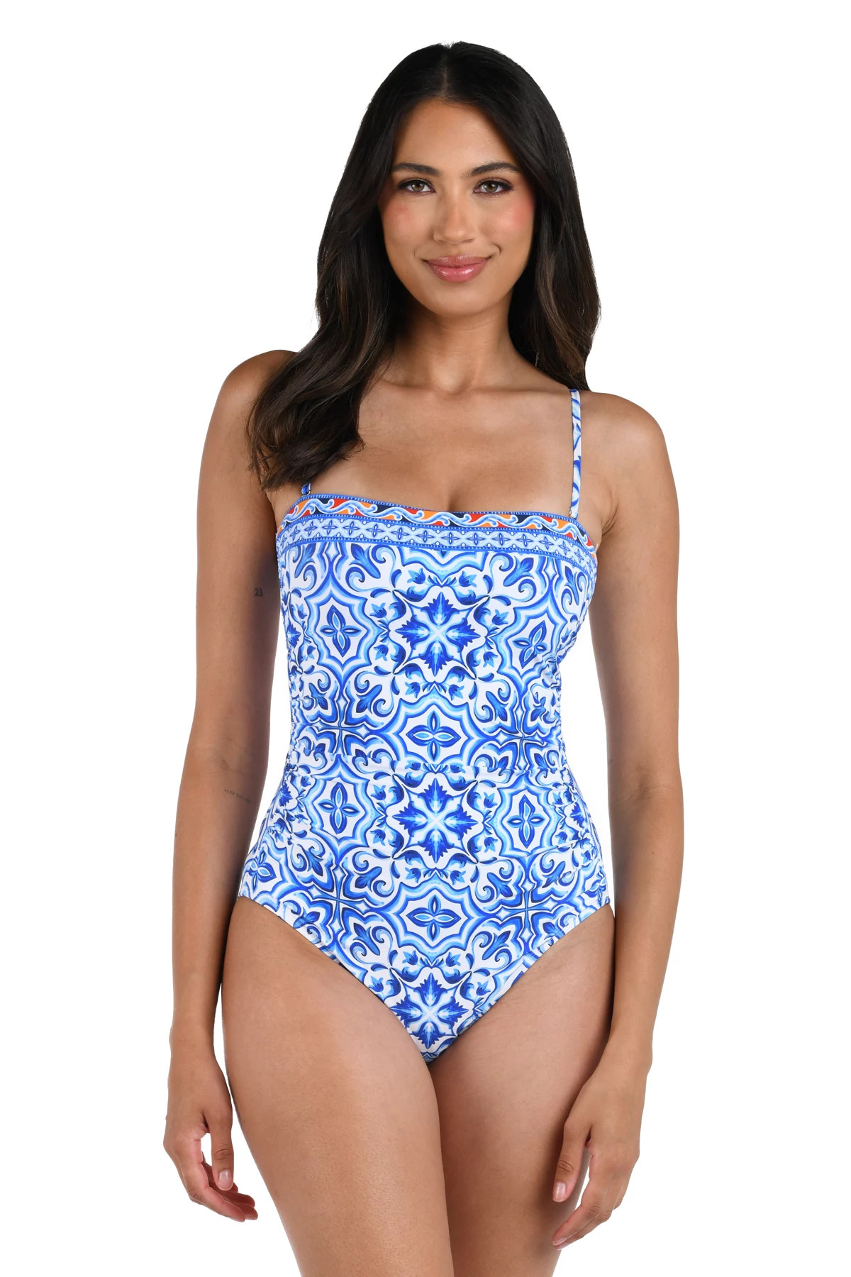 BLUE Alboran Sea Bandeau One Piece Swimsuit image number 3