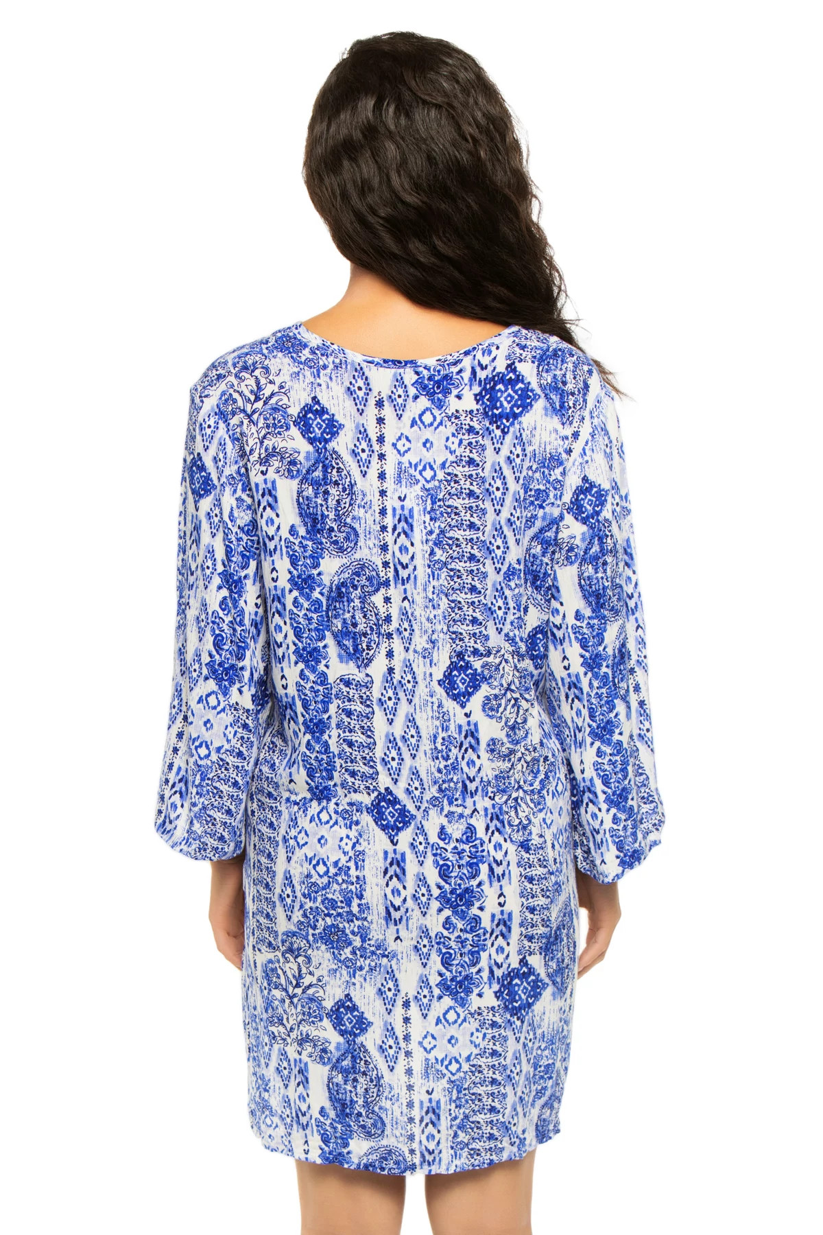 BLUE MULTI/CREAM Lace-Up Tunic image number 2