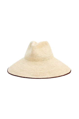 WALNUT/BLEACH Waverly Raffia Wide Brim Panama Hat