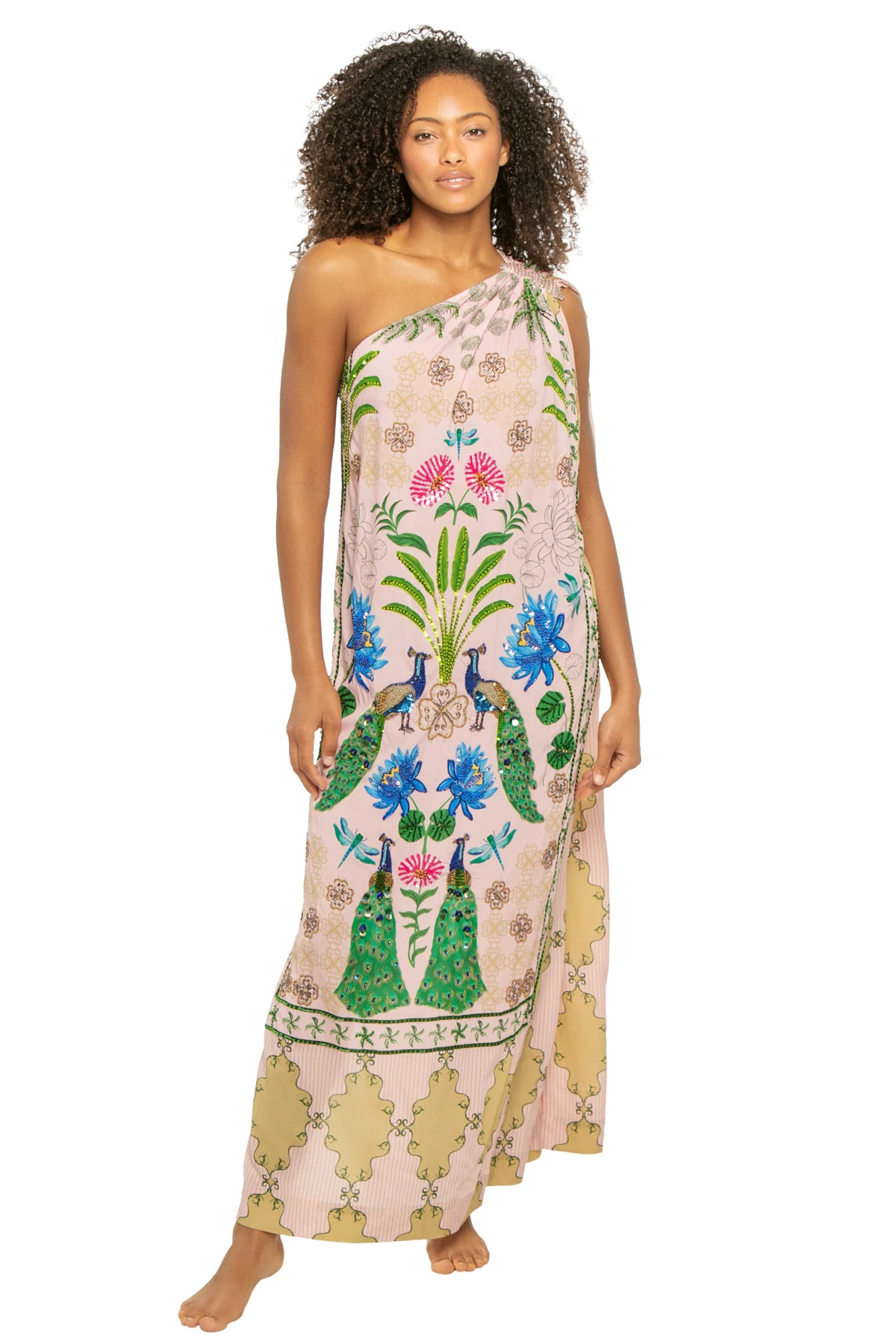 BLUSH AND SAND PEACOCK PANEL Toga Maxi Dress image number 1