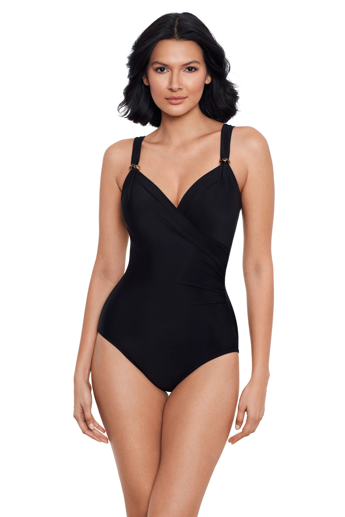 BLACK Siren Underwire Surplice One Piece Swimsuit image number 1