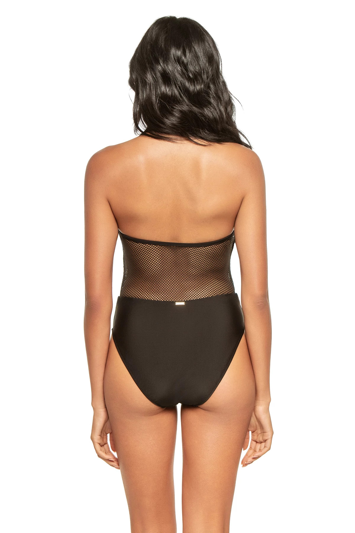 BLACK Natalya Mesh Halter One Piece Swimsuit image number 2