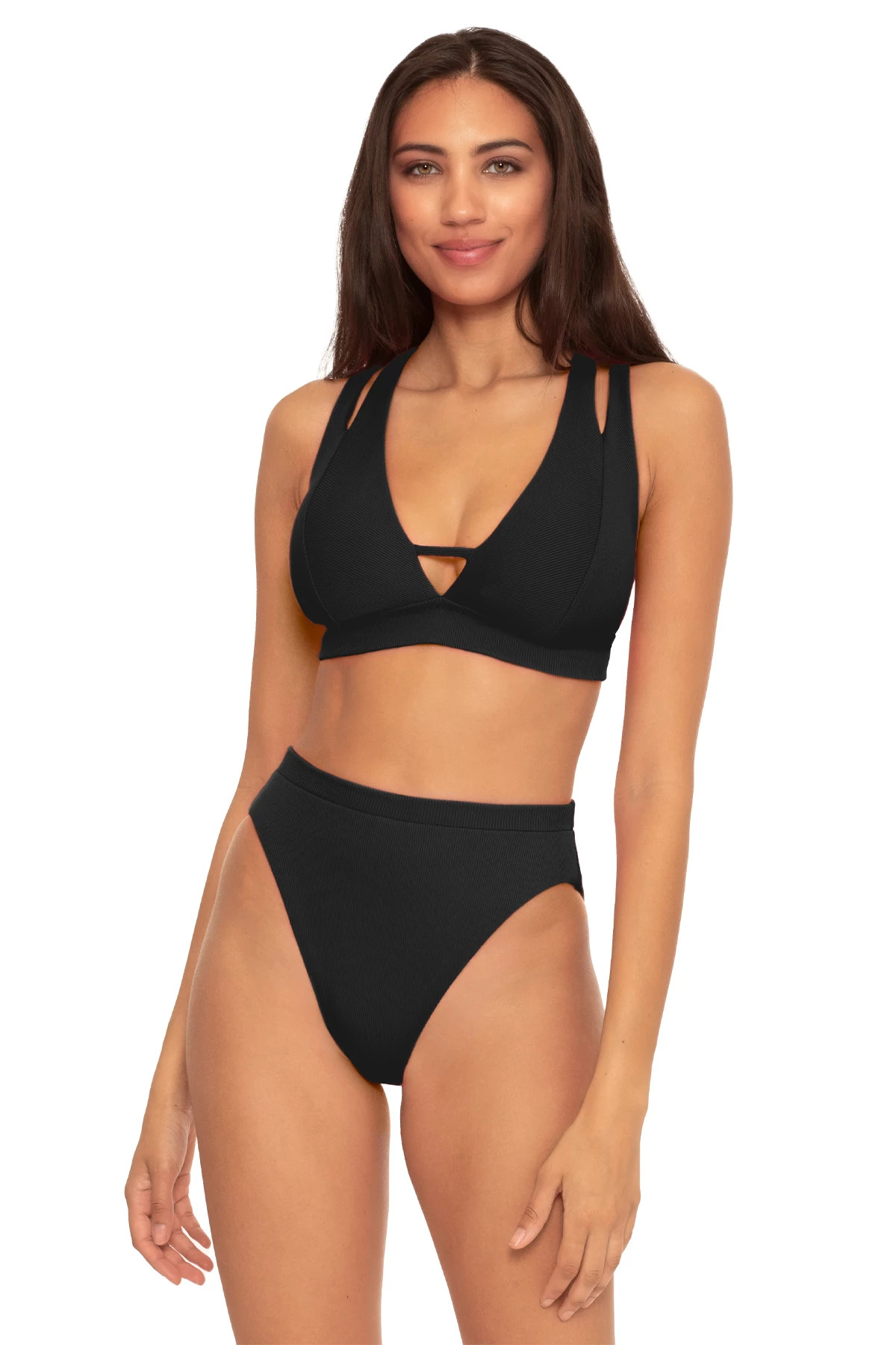 BLACK Elaine Bralette Bikini Top (D+ Cup) image number 1