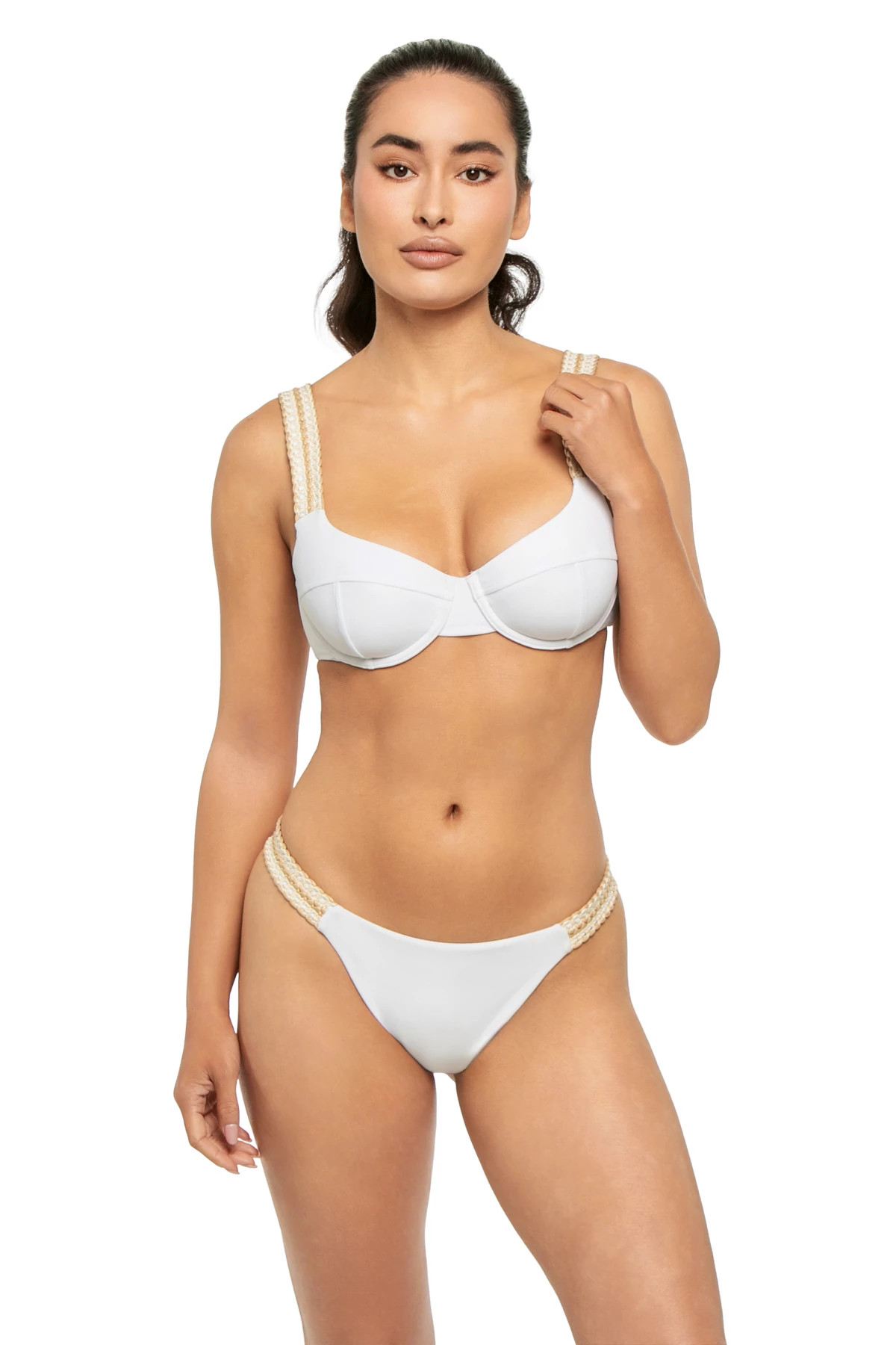 WHITE/GOLD Iryna Bralette Bikini Top image number 1