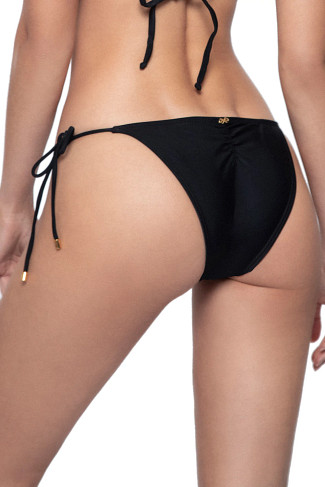 MIDNIGHT Lace Ruched Tie Side Brazilian Bikini Bottom