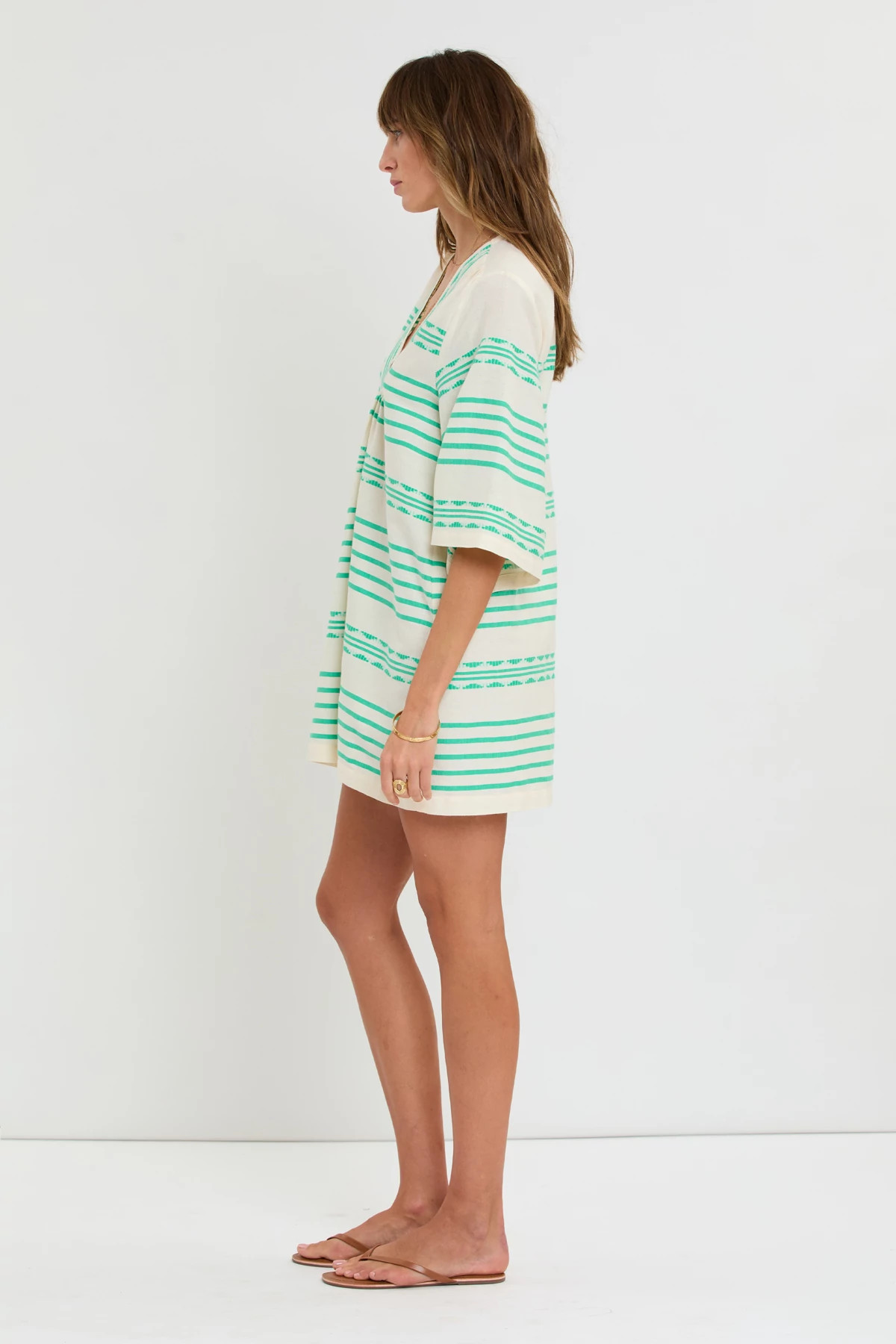 CHEREKA GREEN Belkis V Neck Caftan image number 3