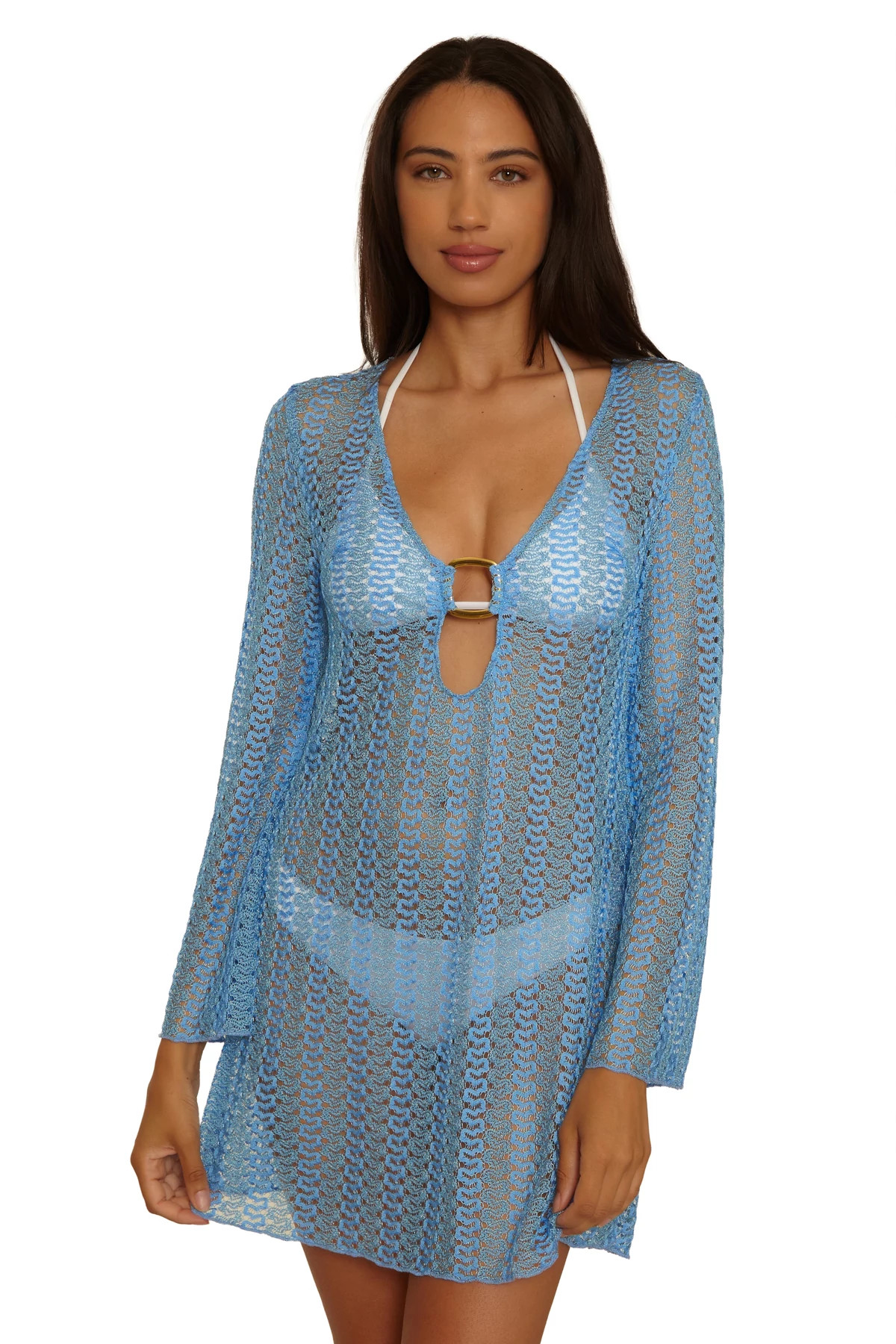 SKY BLUE Lace Crochet Tunic image number 1