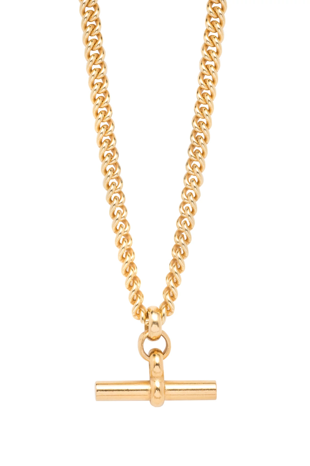 GOLD T-Bar Curb Link Necklace image number 1