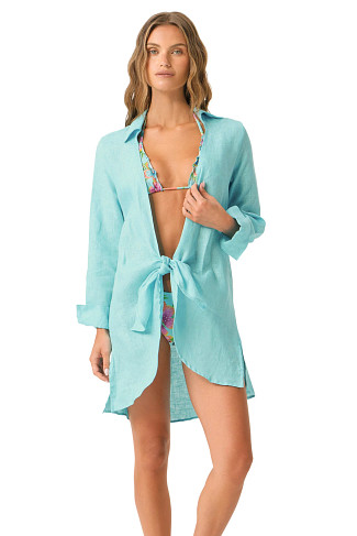 WATER Millie Long Sleeve Linen Cover Up