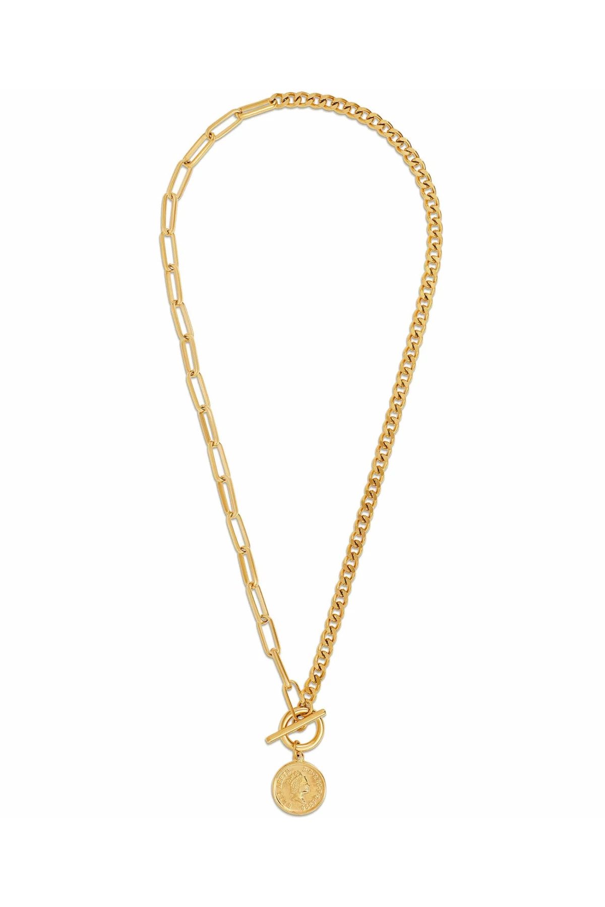 GOLD Stacie Toggle Chain Coin Necklace image number 1