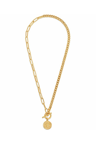 GOLD Stacie Toggle Chain Coin Necklace
