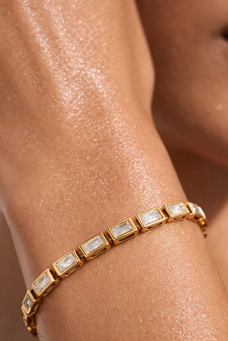 GOLD Monroe Cubic Zirconia Tennis Bracelet