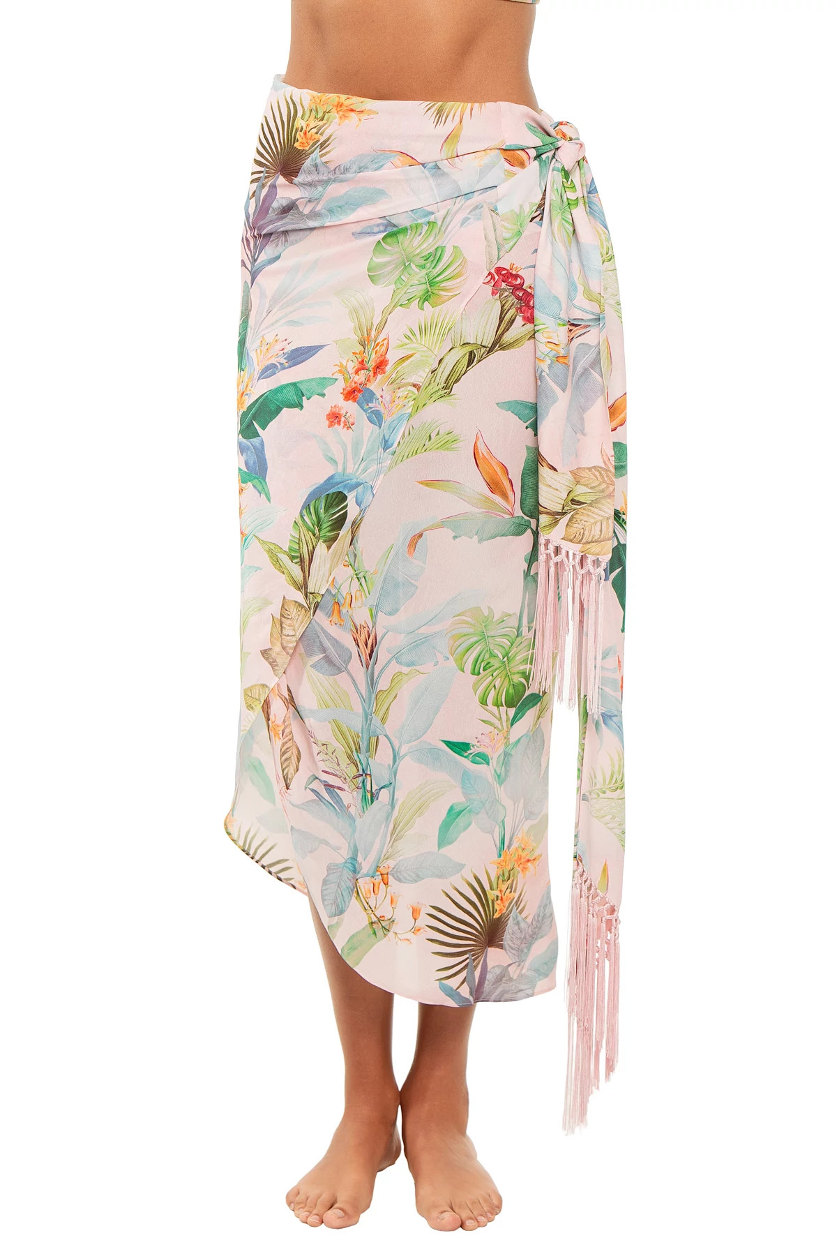 MULTI Marena Tropical Print Fringe Pareo image number 1
