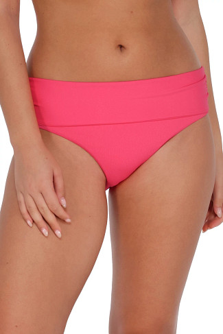 POSY PINK CREPE Capri Foldover High Waist Bottom