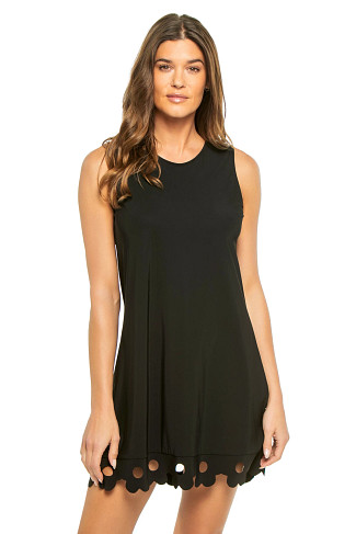 BLACK Flowers High Neck Mini Dress