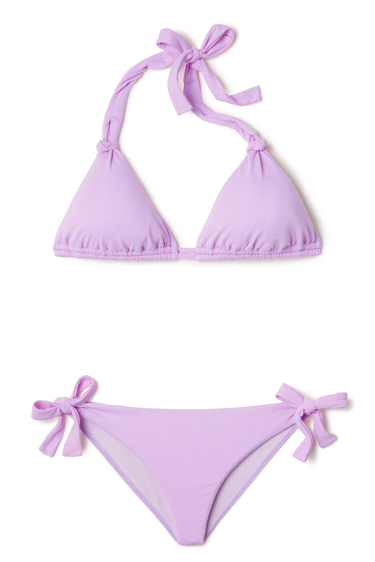 LILAC PIQUE Frankie Textured Tie Side Hipster Bikini Bottom image number 3