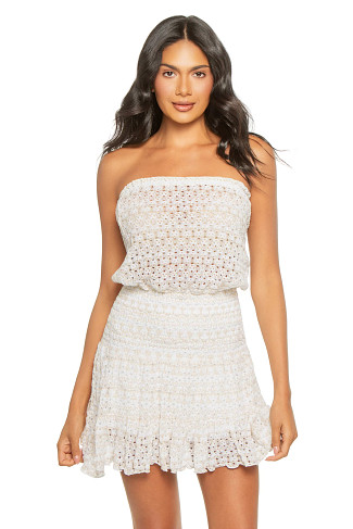 WHITE Malibu Shimmer Strapless Mini Dress