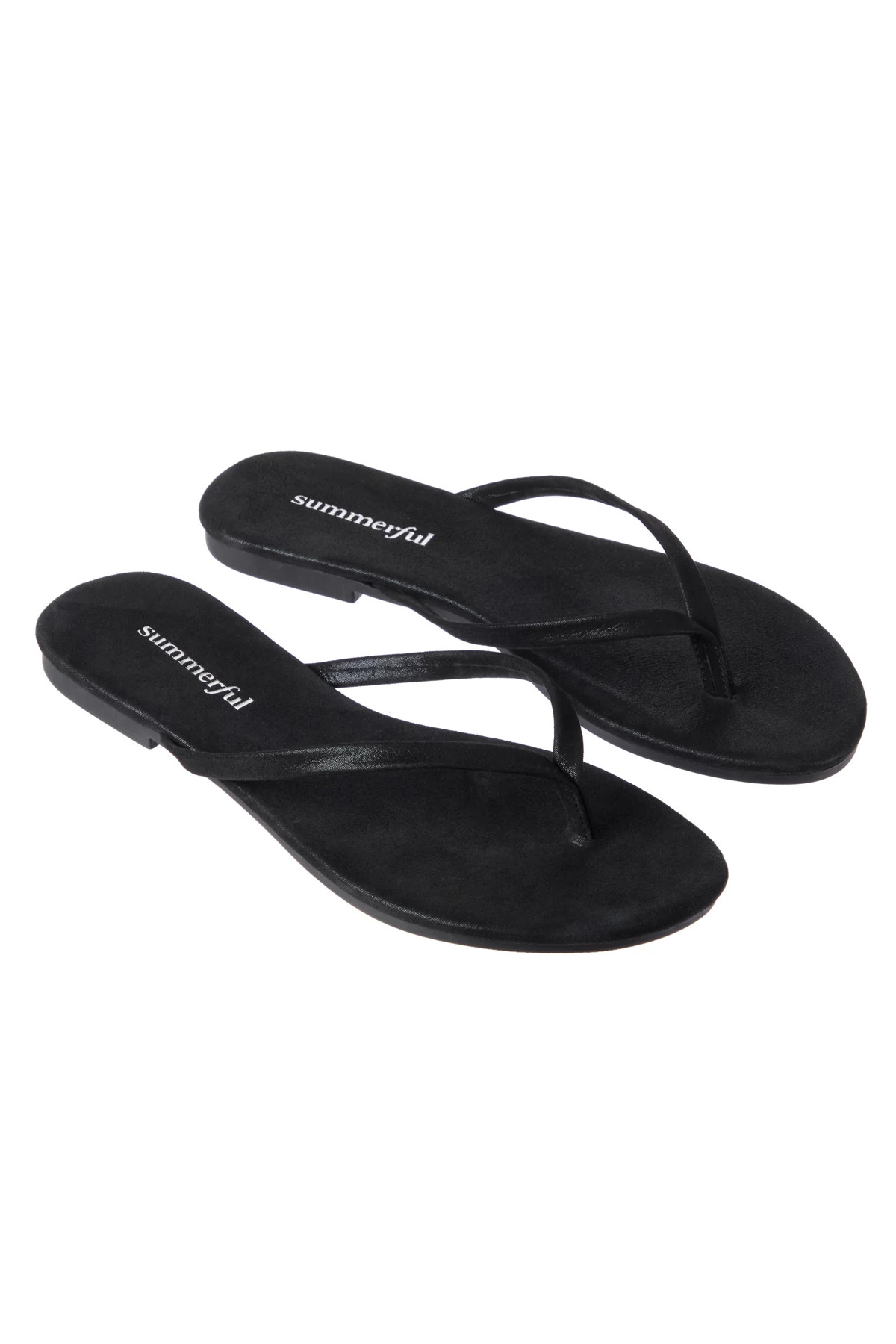 BLACK Metallic Thong Flip Flops image number 2
