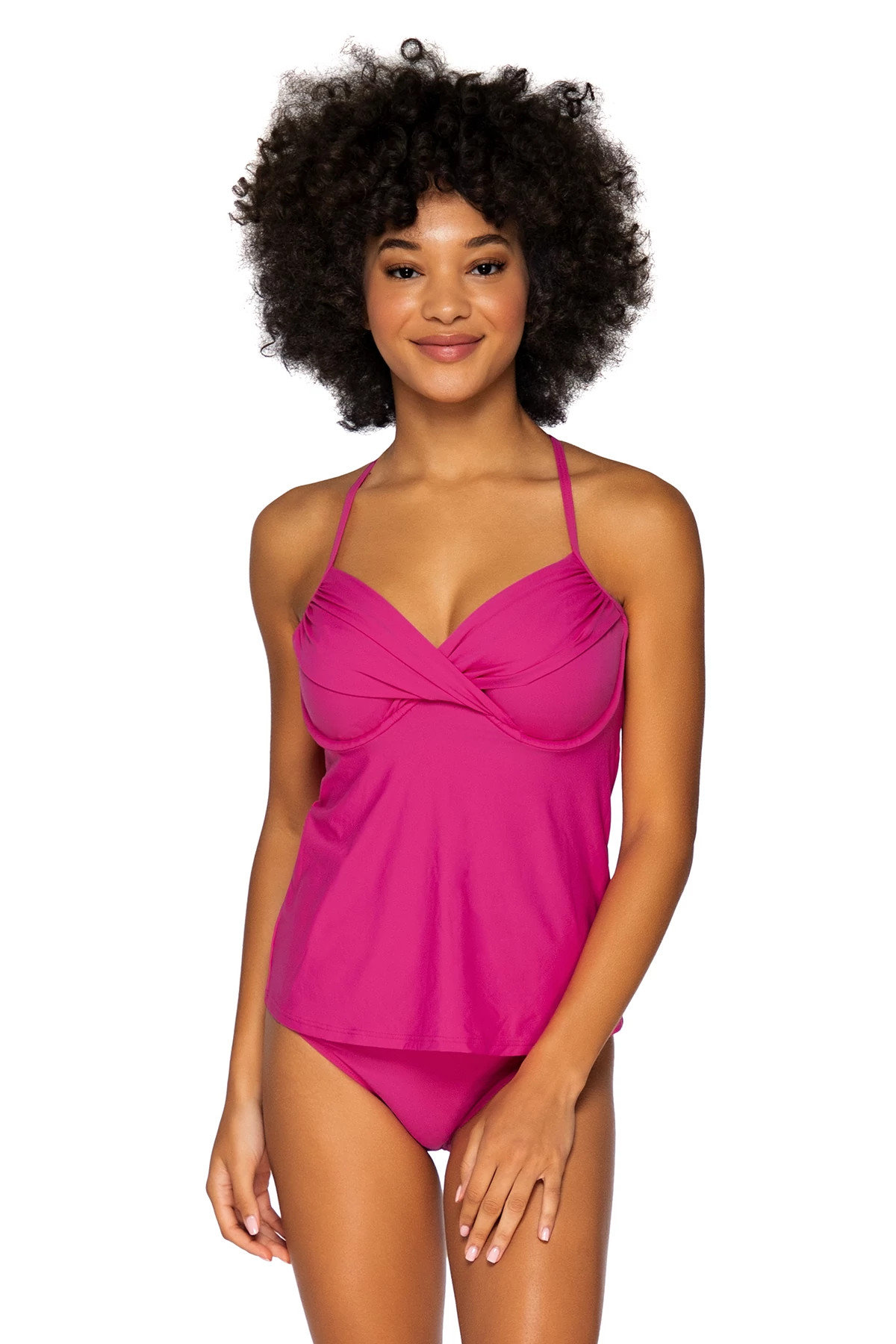 PITAYA Crossroads Over The Shoulder Tankini Top (D+ Cup) image number 1