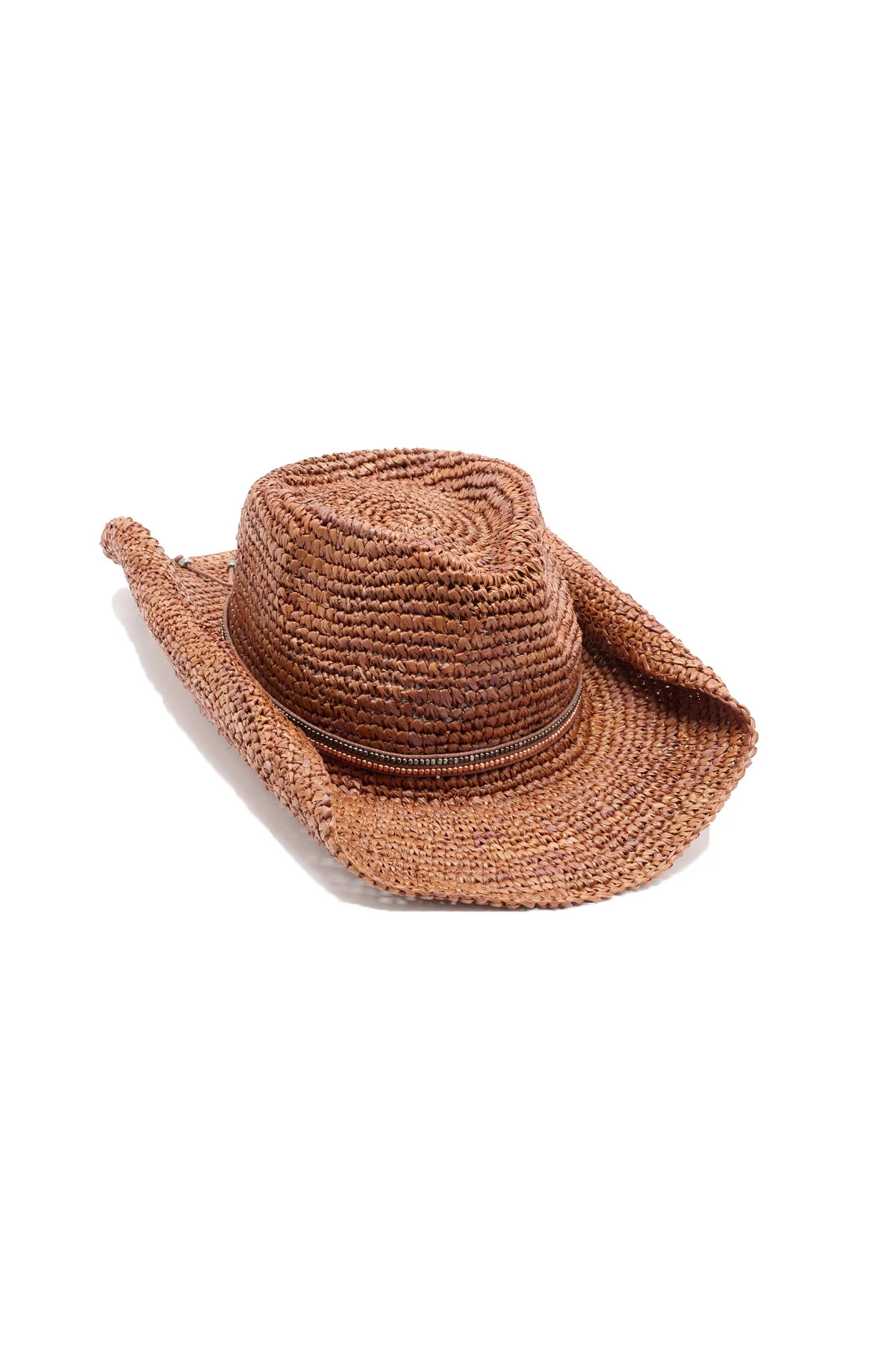 BROWN Ashley Packable Raffia Cowboy Hat image number 1